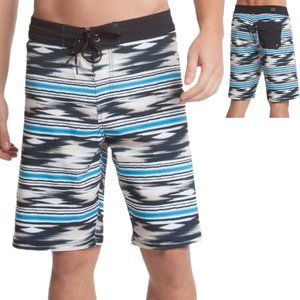 William Rast 4-Way Stretch Swim Trunk Board Shorts Tie Dye Stripe SZ 34" x 10"